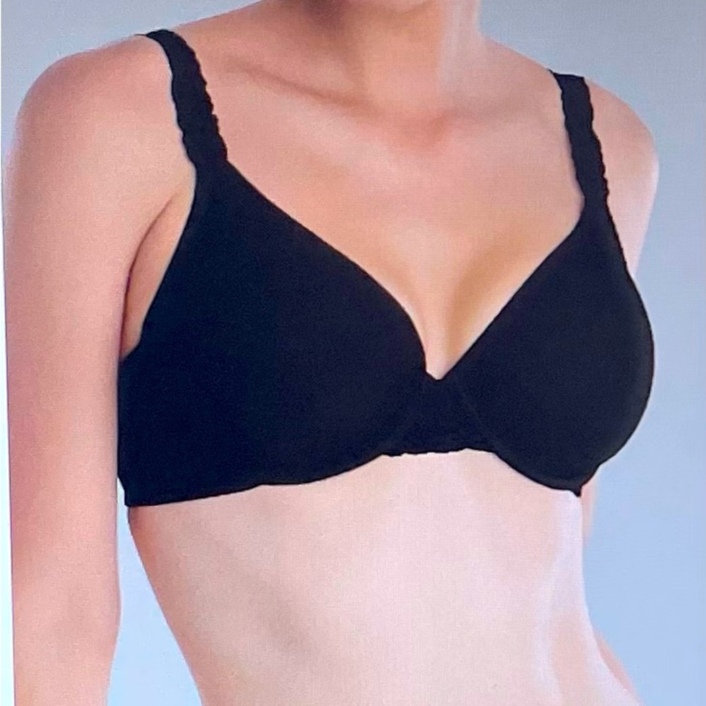 Natori black Body Double with Lace Full Fit bra, size 34DD boho support comfort